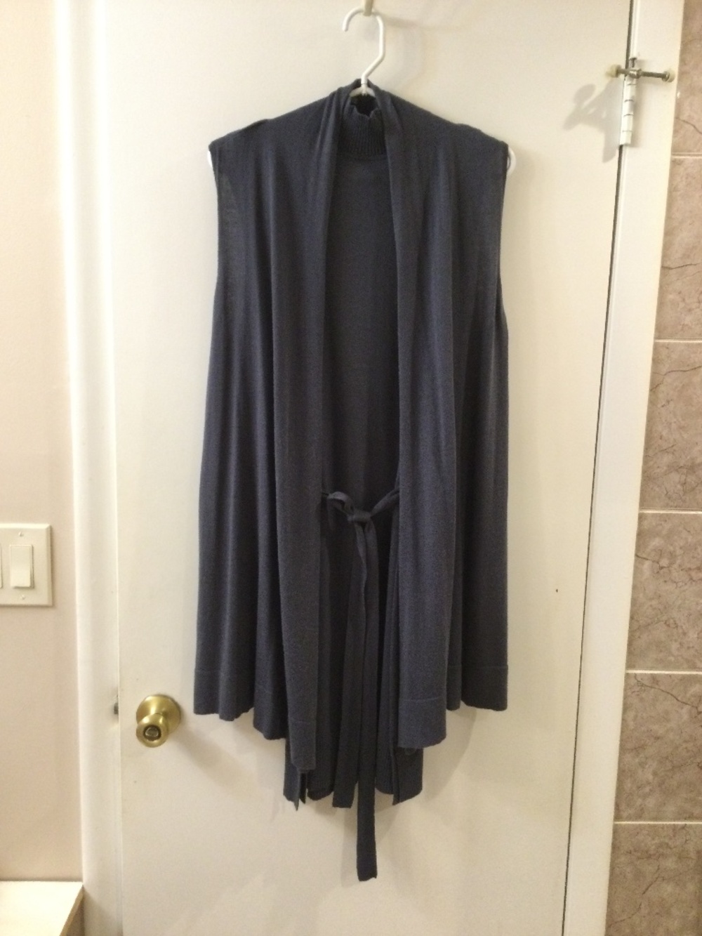 Modern Soul 2Pc Sleeveless Knit Mock Neck Dress & Open Front Cardigan Slate Blue